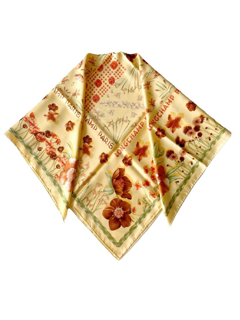 Longchamp Paris Vintage Silk Botanical Scarf